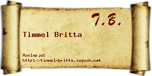 Timmel Britta névjegykártya